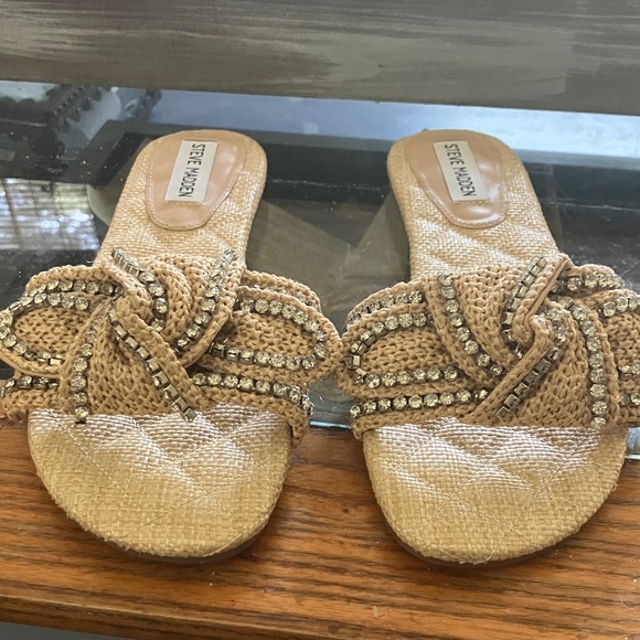 Steve Madden Beige Embellished Women's Sandals - Picture 1 of 9